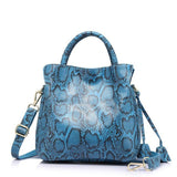 <bold>Bucket  / Tote Bag <br>Genuine-Leather Handbag Blue - strapsandbrass.com