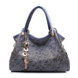 <bold>Hobo / Tote Bag <br>Vegan-Leather Handbag Blue - strapsandbrass.com