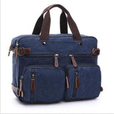 <bold>Laptop / Messenger Bag  <br>Canvas Handbag Blue - strapsandbrass.com