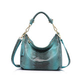 <bold>Hobo / Tote Bag  <br>Genuine-Leather Handbag Blue - strapsandbrass.com