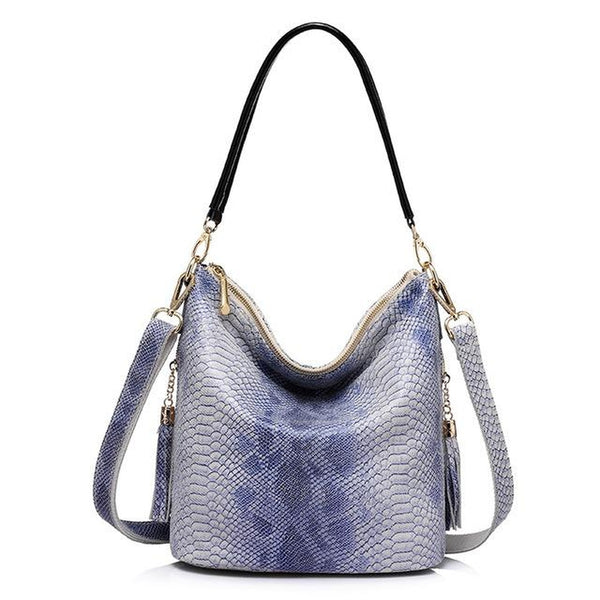 <bold>Hobo / Tote Bag <br>Genuine-Leather Handbag Blue - strapsandbrass.com