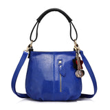 <bold>Bucket  / Tote Bag <br>Genuine-Leather Handbag Blue - strapsandbrass.com