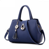 <bold>Top-Handle / Shoulder Bag <br>Vegan-Leather Handbag Blue - strapsandbrass.com