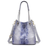 <bold>Bucket / Tote Bag <br>Genuine-Leather Handbag Blue - strapsandbrass.com