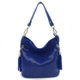 <bold>Hobo / Tote Bag  <br>Genuine-Leather Handbag Blue - strapsandbrass.com
