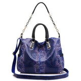 <bold>Tote / Shoulder Bag <br>Genuine-Leather Handbag Blue - strapsandbrass.com