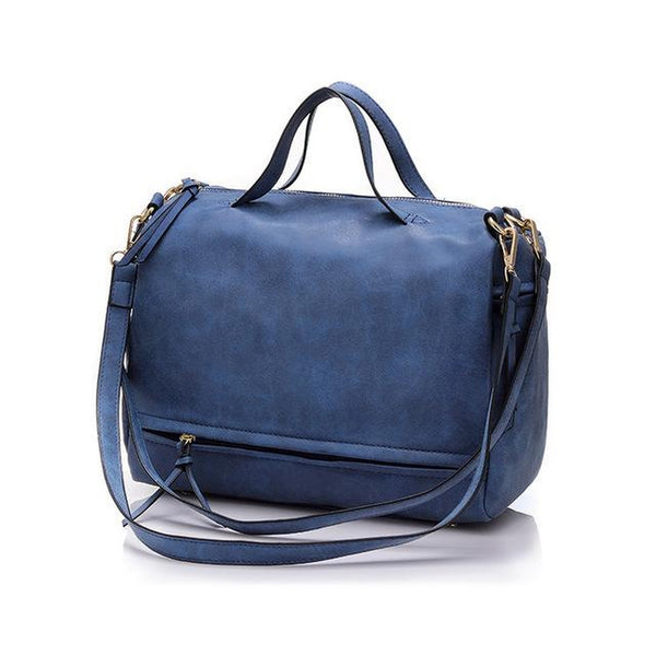 <bold>Messenger  / Crossbody Bag <br>Vegan-Leather Handbag Blue - strapsandbrass.com