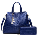 <bold>Tote Bag & Clutch Set <br>Vegan-Leather Handbag Blue - strapsandbrass.com