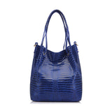 <bold>Bucket / Tote Bag <br>Genuine-Leather Handbag Blue - strapsandbrass.com