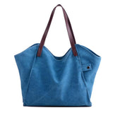 <bold>Hobo  / Tote Bag <br>Canvas Handbag Blue - strapsandbrass.com