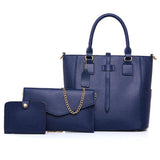 <bold>Tote Crossbody Bag & Purse Set <br>Vegan-Leather Handbag Blue two - strapsandbrass.com