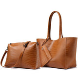 <bold>Tote & Crossbody Bag Set <br>Vegan-Leather Handbag Brown - strapsandbrass.com