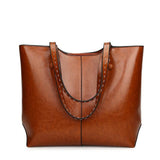 <bold>Tote  / Shoulder Bag  <br>Vegan-Leather Handbag Brown - strapsandbrass.com
