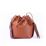 <bold>Bucket / Shoulder Bag <br>Vegan-Leather Handbag Brown - strapsandbrass.com