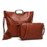 <bold>Messenger & Tote Bag Set  <br>Vegan-Leather Handbag Brown - strapsandbrass.com