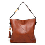 <bold>Bucket / Shoulder Bag <br>Vegan-Leather Handbag Brown - strapsandbrass.com