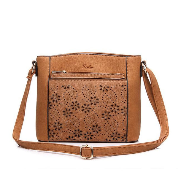 <bold>Messenger  / Shoulder Bag  <br>Vegan-Leather Handbag Brown - strapsandbrass.com