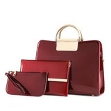 <bold>Tote Crossbody Bag & Purse Set <br>Vegan-Leather Handbag Burgundy - strapsandbrass.com