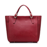 Tote / Shoulder Bag  <br>Genuine-Leather Handbag Burgundy - strapsandbrass.com
