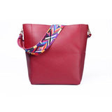 <bold>Bucket  / Shoulder Bag  <br>Vegan-Leather Handbag Burgundy - strapsandbrass.com