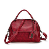 <bold>Top-Handle / Crossbody Bag  <br>Vegan-Leather Handbag Burgundy - strapsandbrass.com