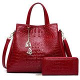 <bold>Tote Bag & Clutch Set <br>Vegan-Leather Handbag Burgundy - strapsandbrass.com