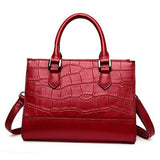Tote / Crossbody Bag  <br>Genuine-Leather Handbag Burgundy - strapsandbrass.com
