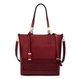<bold>Tote / Shoulder Bag  <br>Vegan-Leather Handbag Burgundy - strapsandbrass.com
