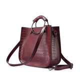 <bold>Tote  / Crossbody Bag  <br>Vegan-Leather Handbag Burgundy - strapsandbrass.com
