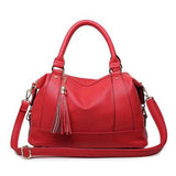 <bold>Top-Handle / Crossbody Bag  <br>Vegan-Leather Handbag Burgundy - strapsandbrass.com
