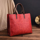 <bold>Tote / Shoulder Bag  <br>Vegan-Leather Handbag Burgundy - strapsandbrass.com
