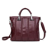 <bold>Tote  / Shoulder Bag <br>Genuine-Leather Handbag Burgundy - strapsandbrass.com