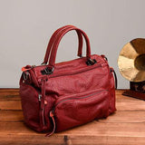<bold>Top-Handle / Crossbody Bag <br>Vegan-Leather Handbag Burgundy - strapsandbrass.com