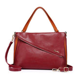 <bold>Tote / Shoulder Bag <br>Genuine-Leather Handbag Burgundy - strapsandbrass.com