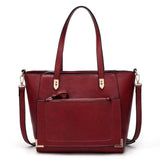 <bold>Tote  / Shoulder Bag  <br>Vegan-Leather Handbag Burgundy - strapsandbrass.com
