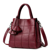 Bucket / Crossbody Bag  <br>Genuine-Leather Handbag Burgundy - strapsandbrass.com