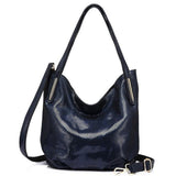 <bold>Hobo  / Tote Bag <br>Genuine-Leather Handbag Blue - strapsandbrass.com