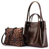 <bold>Tote & Crossbody Bag Set <br>Genuine-Leather Handbag Brown - strapsandbrass.com