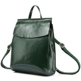 <bold>Fashion Backpack  <br>Genuine-Leather Handbag Dark Green - strapsandbrass.com