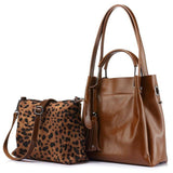<bold>Tote & Crossbody Bag Set <br>Genuine-Leather Handbag Khaki - strapsandbrass.com