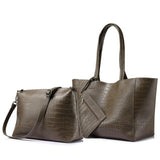 <bold>Tote & Crossbody Bag Set <br>Vegan-Leather Handbag Khaki - strapsandbrass.com