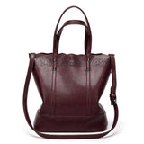 <bold>Tote / Shoulder Bag  <br>Vegan-Leather Handbag Dark Red - strapsandbrass.com