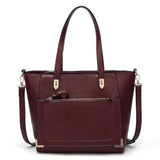 <bold>Tote  / Shoulder Bag  <br>Vegan-Leather Handbag Dark Red - strapsandbrass.com