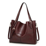 <bold>Tote / Shoulder Bag  <br>Vegan-Leather Handbag Dark Red - strapsandbrass.com
