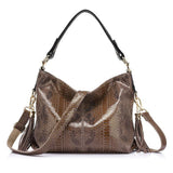 <bold>Hobo / Tote Bag <br>Genuine-Leather Handbag Khaki - strapsandbrass.com