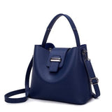 <bold>Bucket / Tote Bag  <br>Vegan-Leather Handbag Deep Blue - strapsandbrass.com