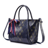 <bold>Tote  / Shoulder Bag <br>Genuine-Leather Handbag Deep Blue - strapsandbrass.com