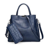 <bold>Tote Bag & Clutch Set <br>Vegan-Leather Handbag Deep Blue - strapsandbrass.com