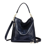 <bold>Hobo  / Tote Bag <br>Genuine-Leather Handbag Deep Blue - strapsandbrass.com