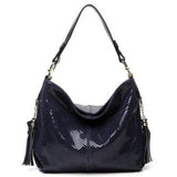 <bold>Hobo / Shoulder Bag  <br>Vegan-Leather Handbag Deep Blue - strapsandbrass.com